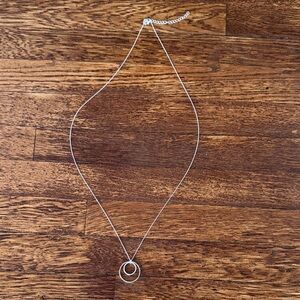 Delicate Silver Necklace with Double Circle Pendant
